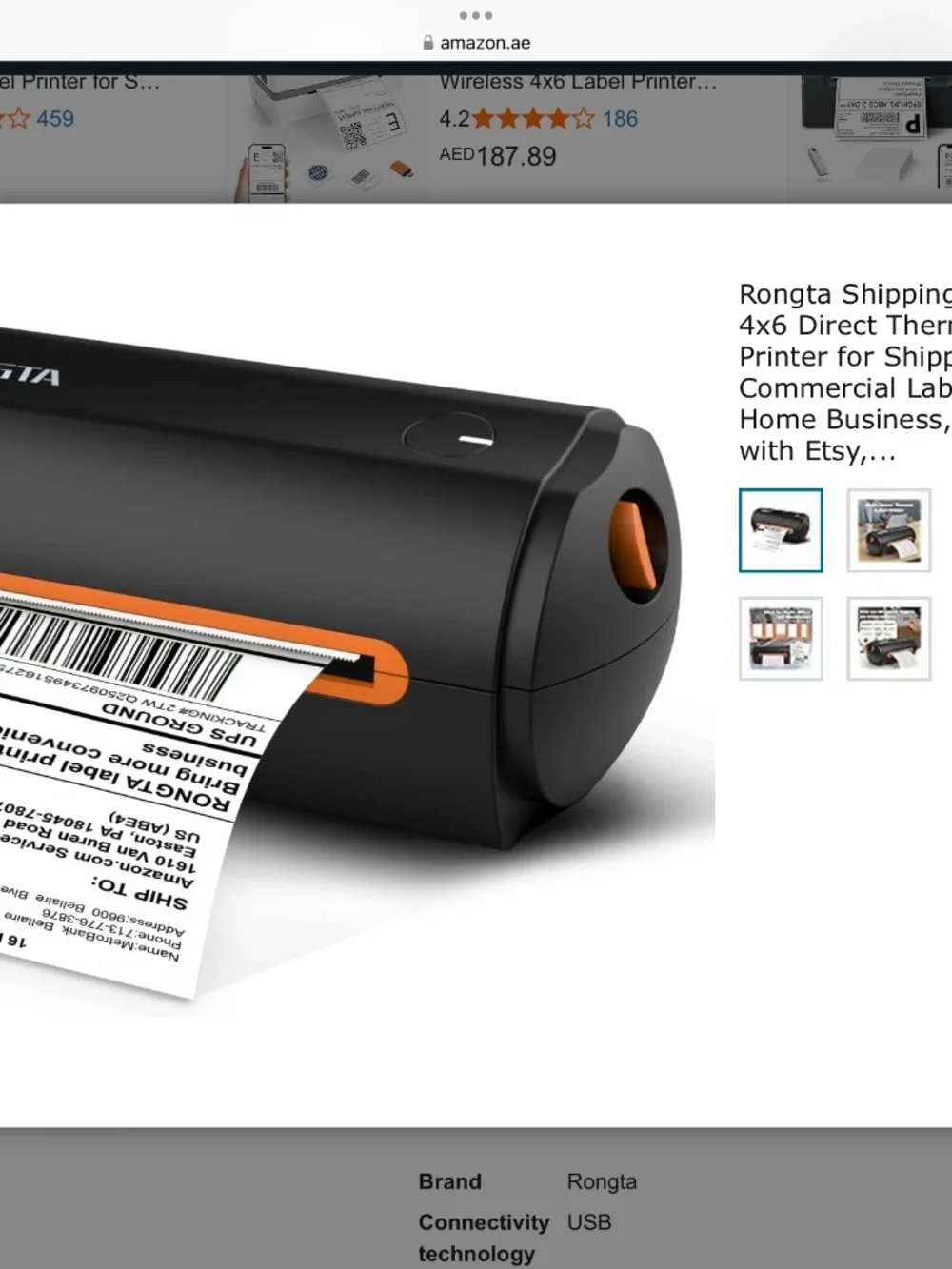 Rongta 4x6 Direct Label Printer. Open Box